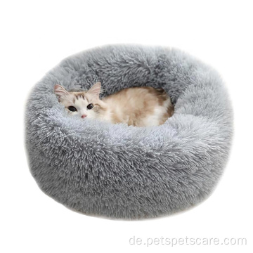 Luxus-Donut rundes Plüschhundehaustier-Katzenbett
